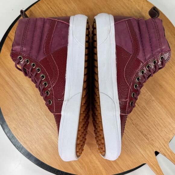 Vans SK8 Hi 46 MTE All Weather Pebble Leather Hightop Sneakers Burgundy 7 - Picture 5 of 11